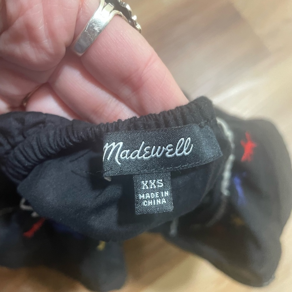 Madewell Black Top with Colorful Embroidery - Picture 3 of 4